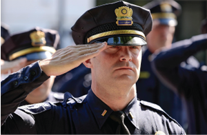 Police officer saluting