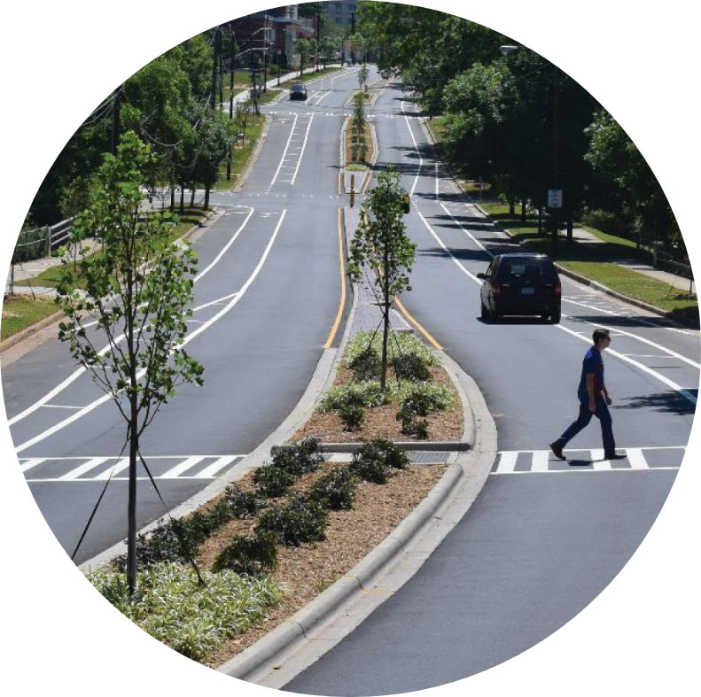 a man crossing the street