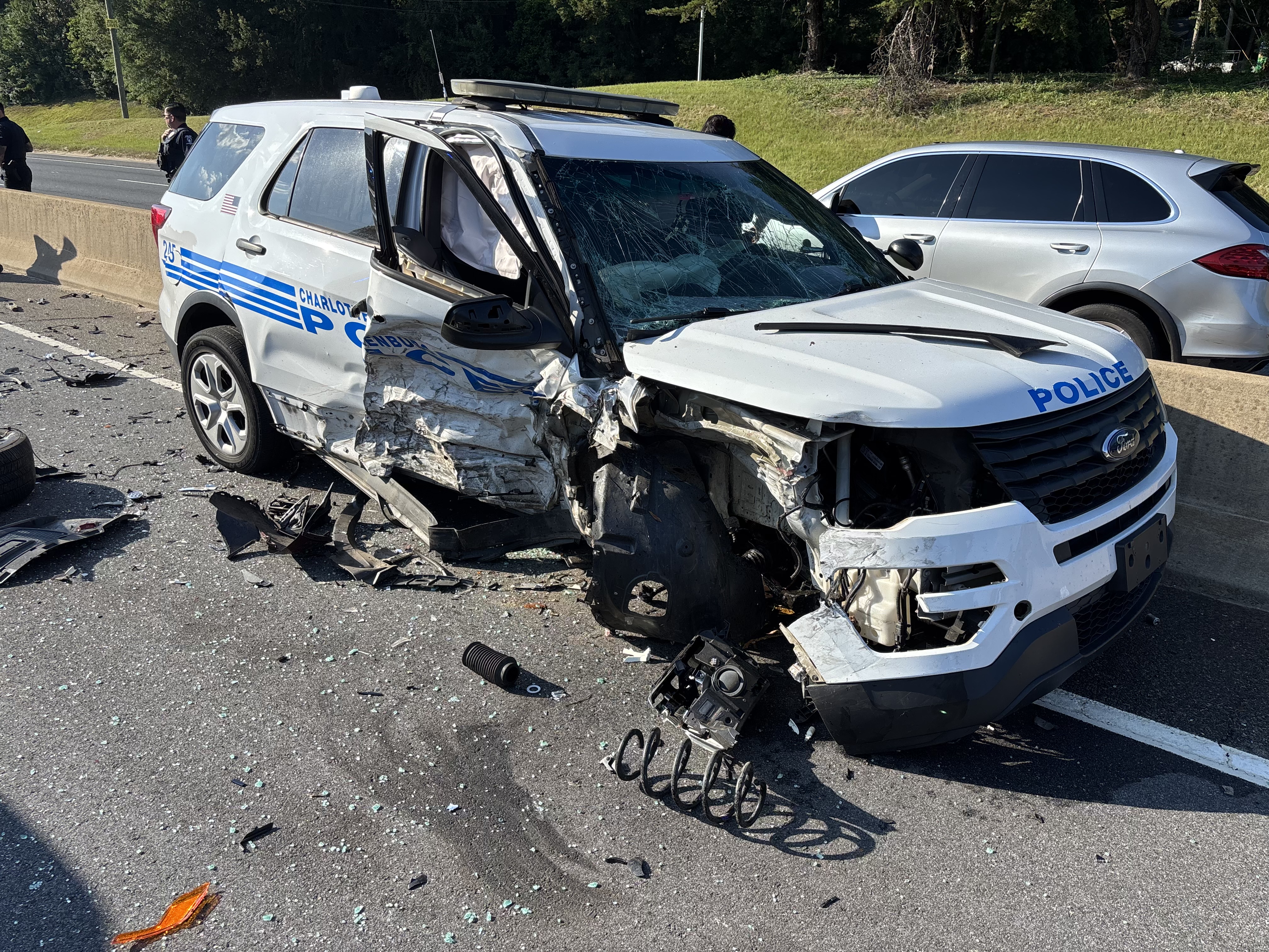 Image of CMPD vehicle involved in the traffic crash in the 2500 block of Independence Boulevard in the Eastway Division.